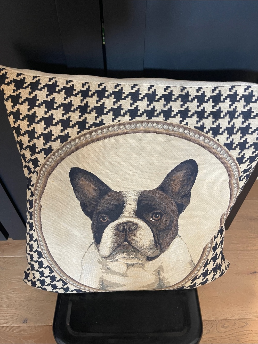 Decorative 18 x 18 Black & Cream French Bulldog Throw Pillow